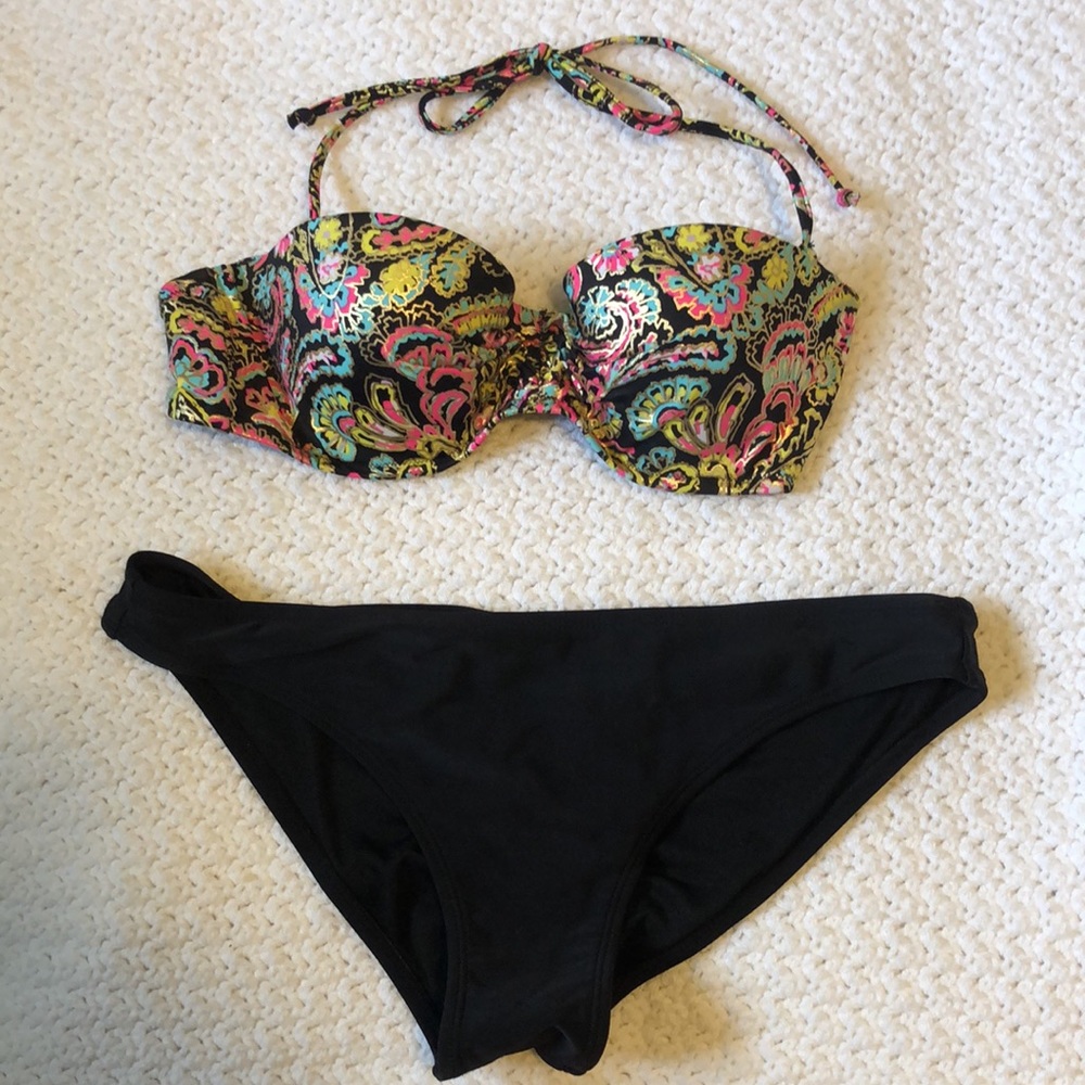 ☀️ Victoria's Secret Babe Bandeau top & black bottoms